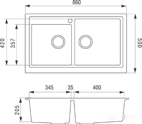Кухонная мойка Longran Classic CLS860.500 20 (croma/49)