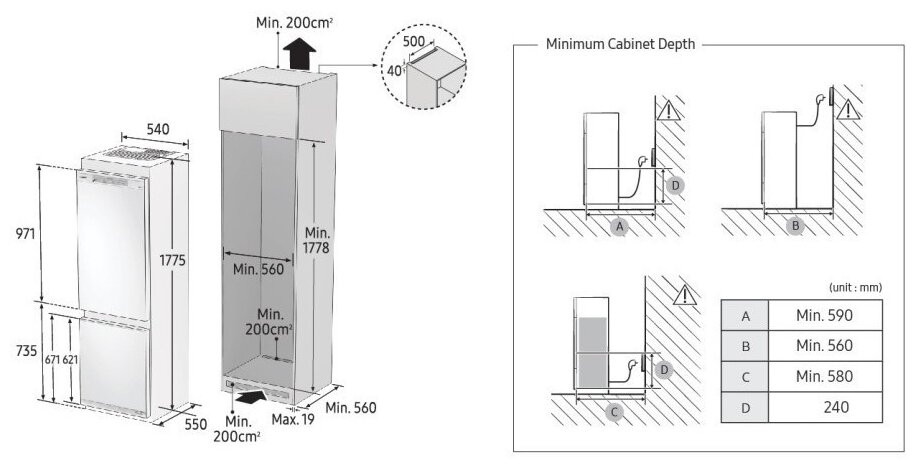 Холодильник с нижней морозильной камерой Samsung BRB26600FWW/EF Холодильник с нижней морозильной камерой Samsung BRB26600FWW/EF