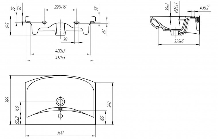 Умывальник Cersanit CARINA 50 (с пьедесталом) Умывальник Cersanit CARINA 50 (с пьедесталом)