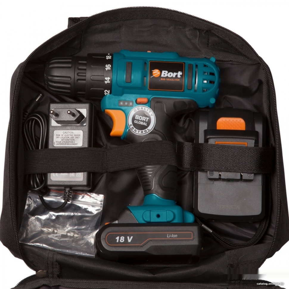 Дрель-шуруповерт BORT BAB-18Ux2Li-FDK (с 2-мя АКБ)