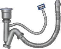 Кухонная мойка Saniteco 6550-L + Spike F9S07000 (хром, с сифоном, дозатором и коландером)