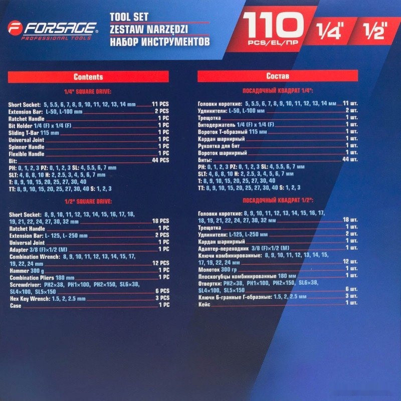 Набор домашнего мастера Forsage F-41101-5 (110 предметов) Набор домашнего мастера Forsage F-41101-5 (110 предметов)