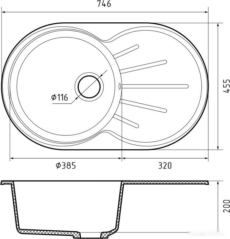 Кухонная мойка GranFest GF-R750L (кашемир) Кухонная мойка GranFest GF-R750L (кашемир)