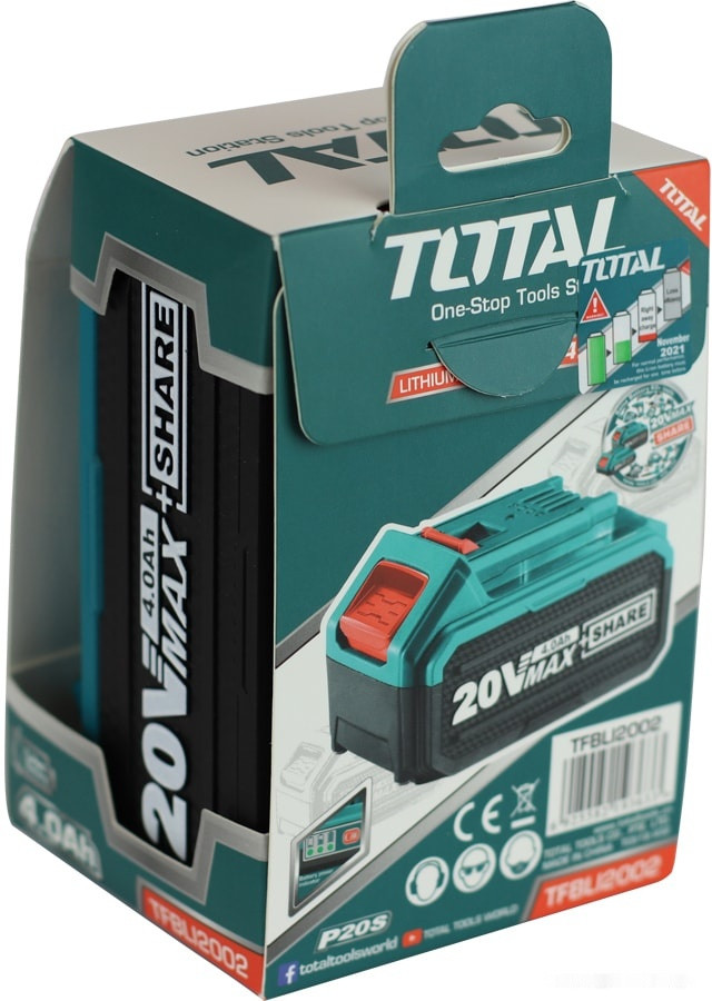 Аккумулятор для инструмента Total TFBLI2002 (20В/4 Ah) Аккумулятор для инструмента Total TFBLI2002 (20В/4 Ah)