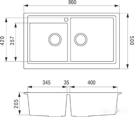 Кухонная мойка Longran Classic CLS860.500 20 (terra/38) Кухонная мойка Longran Classic CLS860.500 20 (terra/38)