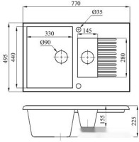 Кухонная мойка БелЭворс Forma L + смеситель W4998-3-22 (черный)