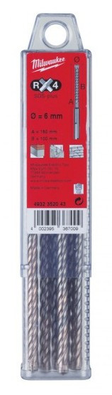 Набор буров Milwaukee SDS+ MX4 10х210 Набор буров Milwaukee SDS+ MX4 10х210