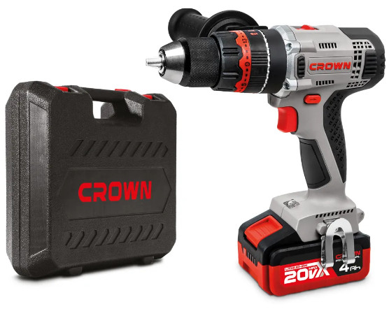 Ударная дрель-шуруповерт Crown CT21075HMX-4 BMC (с 2-мя АКБ, кейс)