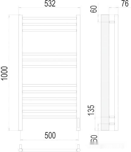 Полотенцесушитель Terminus Аврора П12 500x1000 нп электро (хром) Полотенцесушитель Terminus Аврора П12 500x1000 нп электро (хром)