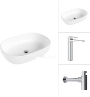 Умывальник Lauter 21836 + Cascade 21СК0655C с сифоном 21635CH (хром)