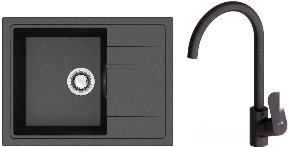 Кухонная мойка Berge BR-5850 + смеситель AM.PM Like F8007122 (черный)