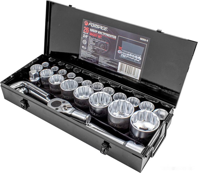 Набор трещотка с головками Forsage F-68263-9 (26 предметов)