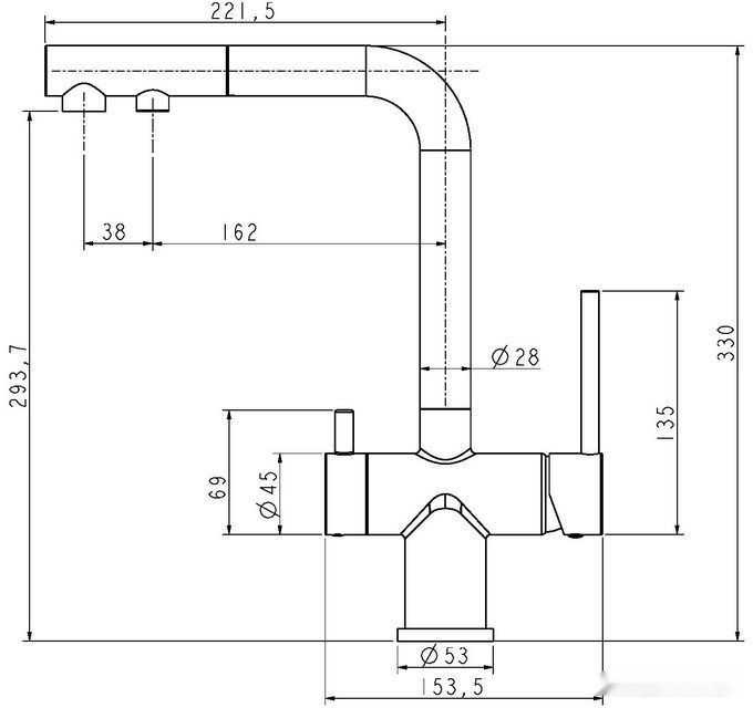Смеситель Paulmark Serpentine Se213222-418 (черный/черный металлик)