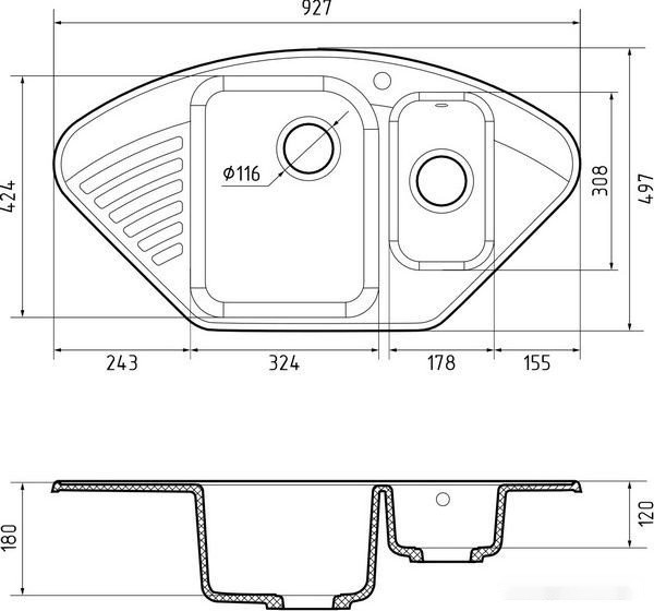 Кухонная мойка GranFest QUARZ Z-14 (темно-серый)