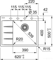 Кухонная мойка Franke Centro CNG 611/211-62 TL (оникс, правая)