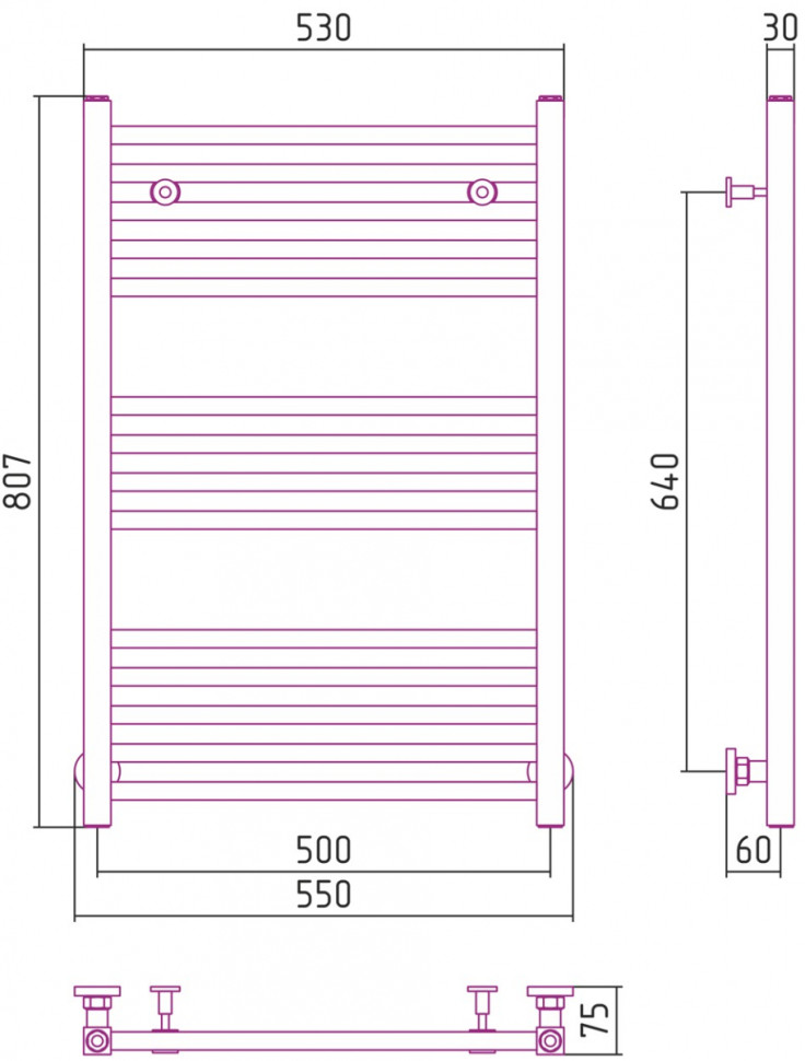 Полотенцесушитель Сунержа Модус 800x500 00-0250-8050