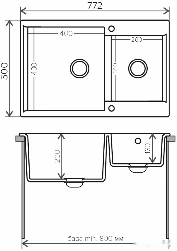 Кухонная мойка Polygran Brig-772 (черный 16) Кухонная мойка Polygran Brig-772 (черный 16)