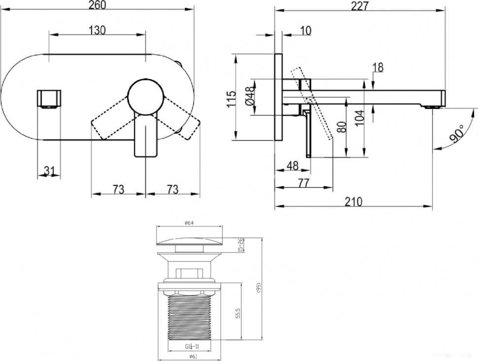 Смеситель Villeroy & Boch Architectura TVW103112110