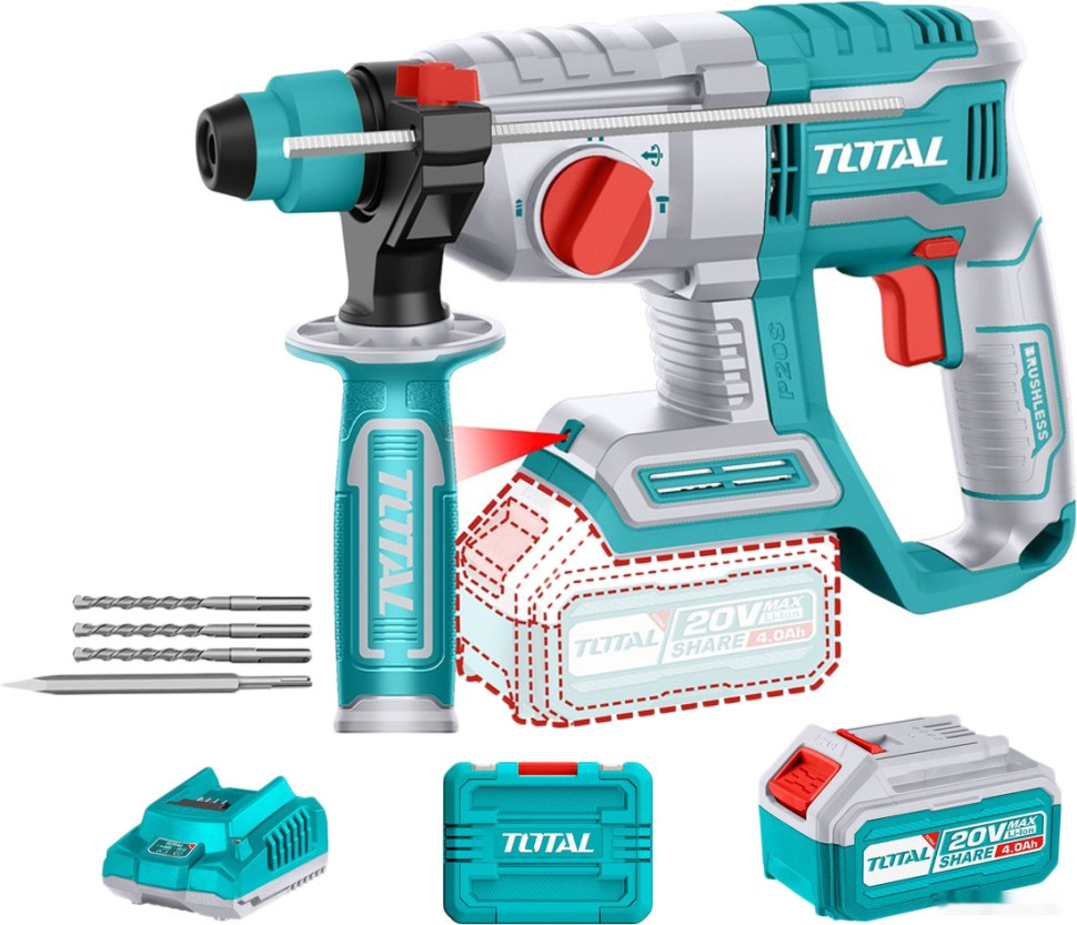 Перфоратор Total TRHLI202081 (с 1-им АКБ, кейс)