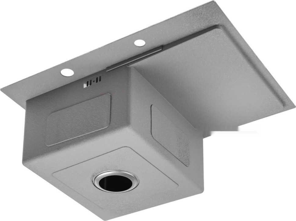 Кухонная мойка Saniteco 6550-R + Spike F9S07000 (хром, с сифоном, дозатором и коландером)