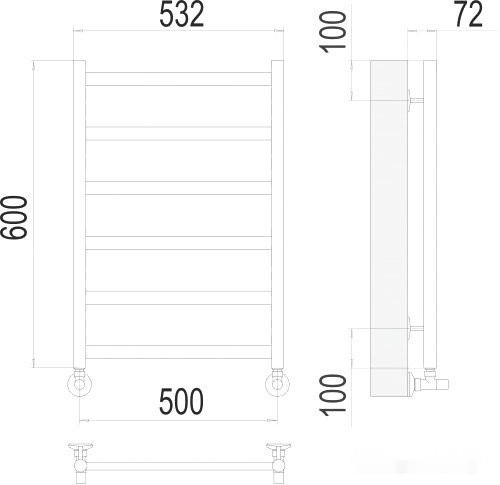 Полотенцесушитель Terminus Аврора П6 500x600 нп (хром) Полотенцесушитель Terminus Аврора П6 500x600 нп (хром)