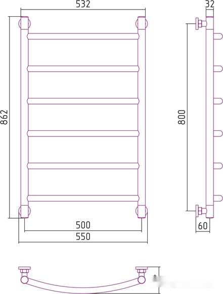 Полотенцесушитель Сунержа Галант+ 800x500 00-0200-8050 Полотенцесушитель Сунержа Галант+ 800x500 00-0200-8050