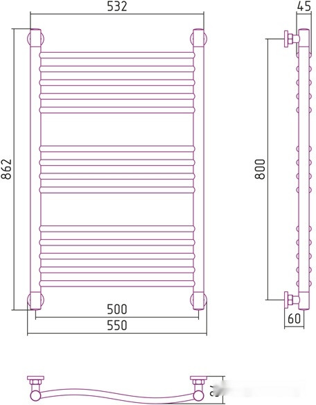 Полотенцесушитель Сунержа Флюид+ 1000x500 00-0222-8050 Полотенцесушитель Сунержа Флюид+ 1000x500 00-0222-8050