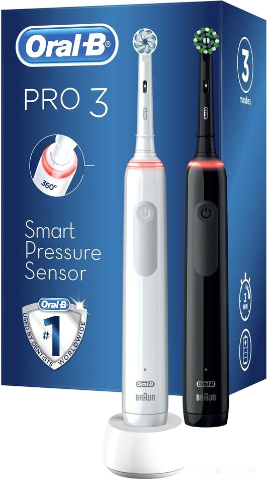 Электрическая зубная щетка Oral-B Pro 3 3900 Duo Cross Action + Sensi White D505.523.3H