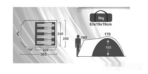 Палатка Relmax Cetona 4-5 (серый/синий) Палатка Relmax Cetona 4-5 (серый/синий)