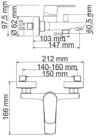 Смеситель Wasserkraft Dill 6101 для ванны с душем Смеситель Wasserkraft Dill 6101 для ванны с душем