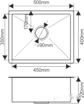 Кухонная мойка Melana ProfLine H5040 (сатин, глубина 22 см, сталь 3 мм)
