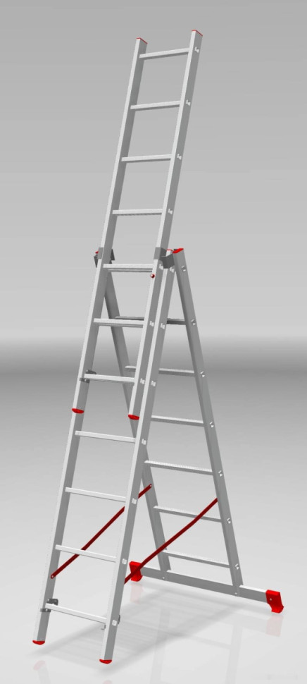 Лестница-стремянка Новая Высота NV 223 алюминиевая трёхсекционная 3x7 ступеней Лестница-стремянка Новая Высота NV 223 алюминиевая трёхсекционная 3x7 ступеней