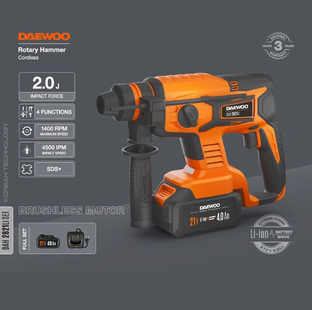 Перфоратор Daewoo Power DAH 2821 Li Set (с 1-им АКБ, кейс) Перфоратор Daewoo Power DAH 2821 Li Set (с 1-им АКБ, кейс)