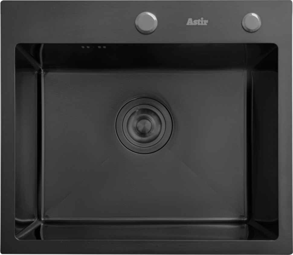 Кухонная мойка Astir PVD Black 50x44B (с сифоном, дозатором и коландером)