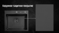 Кухонная мойка Astir PVD Black 50x44B (с сифоном, дозатором и коландером)