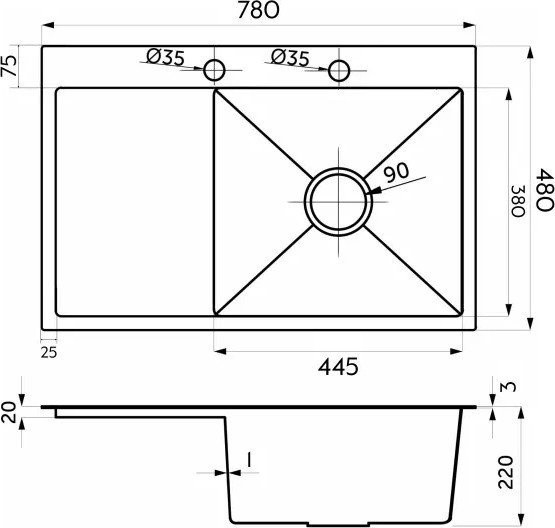 Кухонная мойка Axus LS-7848BD Кухонная мойка Axus LS-7848BD