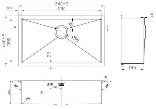 Кухонная мойка Zorg INOX RX-7444