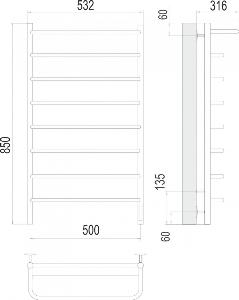 Полотенцесушитель Terminus Полка П8 500x850 (хром) Полотенцесушитель Terminus Полка П8 500x850 (хром)