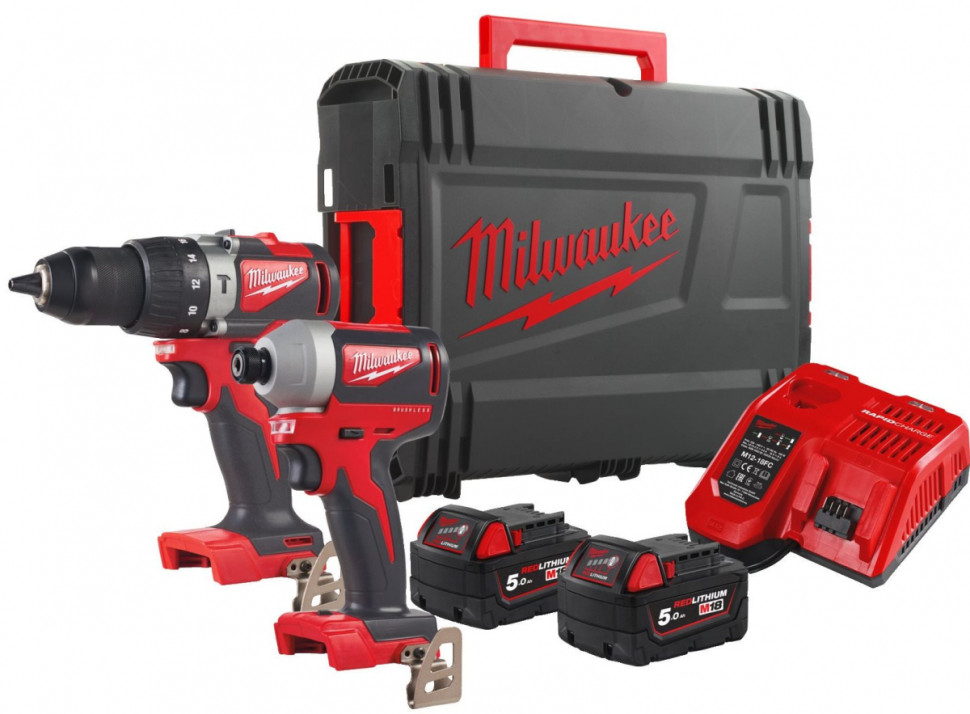 Набор аккумуляторного инструмента Milwaukee M18 BLPP2A2-502X 4933464522 (шуруповерт, винтоверт, 2 АКБ, кейс)