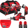 Milwaukee M12 M12BPP4A-202B 4933441240 (шуруповерт, винтоверт, фонарик, сабельная пила, 2 АКБ, сумка) Milwaukee M12 M12BPP4A-202B 4933441240 (шуруповерт, винтоверт, фонарик, сабельная пила, 2 АКБ, сумка)