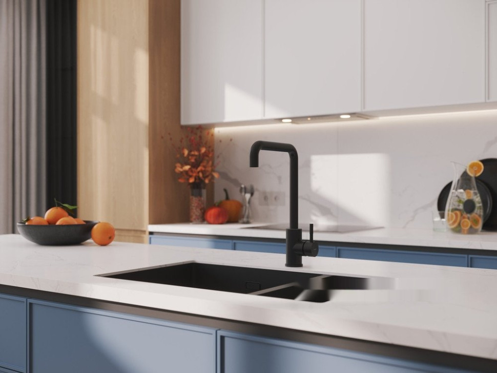 Смеситель Cersanit Como однорычажный с п-образным изливом 68246 (черный)