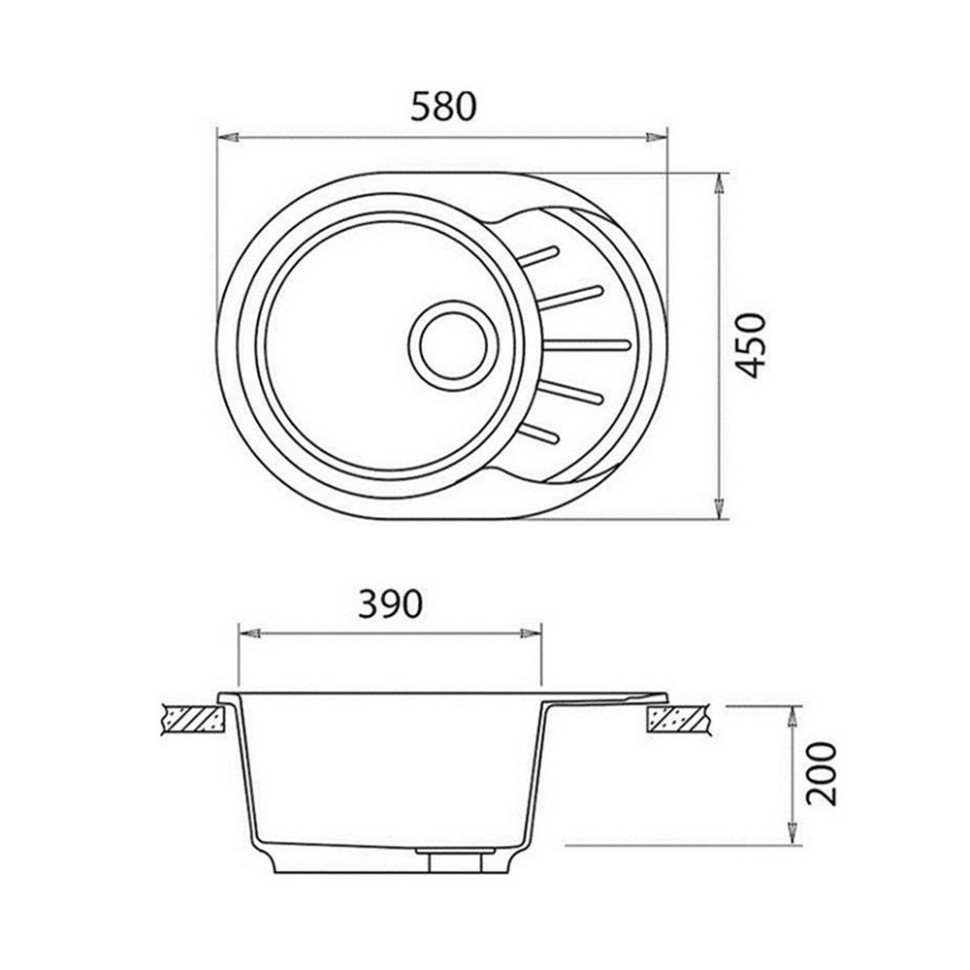 Кухонная мойка GranFest Rondo GF-R580L (черный)