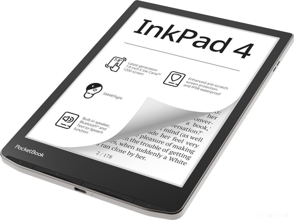 Электронная книга PocketBook 743G InkPad 4 (черный/серебристый) Электронная книга PocketBook 743G InkPad 4 (черный/серебристый)