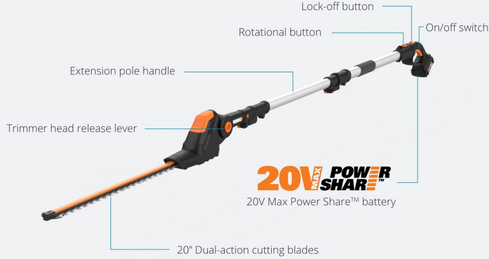 Аккумуляторный кусторез Worx WG252E.9 Аккумуляторный кусторез Worx WG252E.9