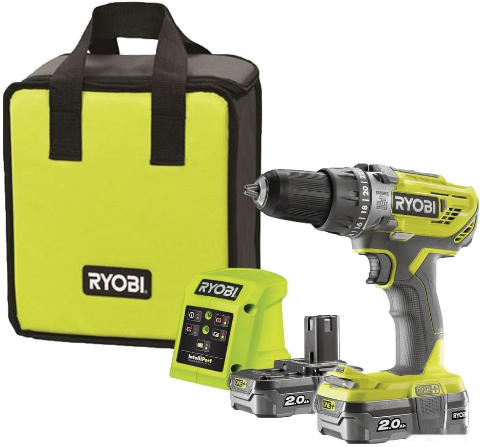 Ударная дрель-шуруповерт Ryobi R18PD3-220S 5133003342 (с 2-мя АКБ, сумка) Ударная дрель-шуруповерт Ryobi R18PD3-220S 5133003342 (с 2-мя АКБ, сумка)