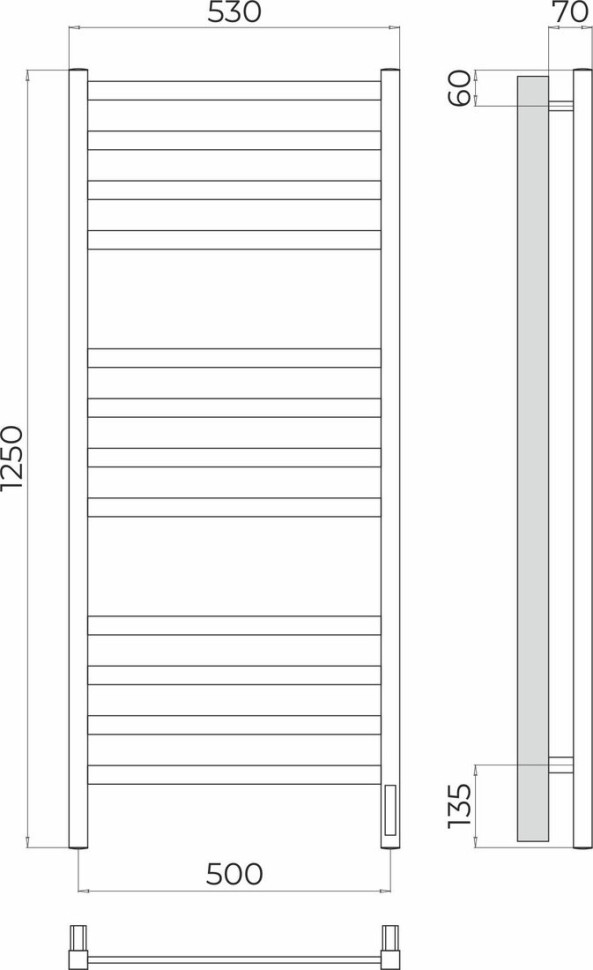 Полотенцесушитель Terminus Ното П12 500x1250 (хром, Quick Touch) Полотенцесушитель Terminus Ното П12 500x1250 (хром, Quick Touch)