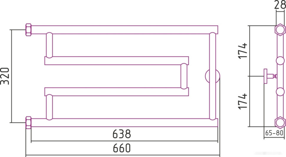 Полотенцесушитель Сунержа High-Tech model G 320x650 00-4051-3265 Полотенцесушитель Сунержа High-Tech model G 320x650 00-4051-3265