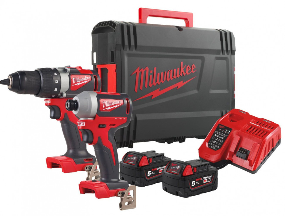 Набор аккумуляторного инструмента Milwaukee M18 BLPP2B2-502X 4933464594 (шуруповерт, винтоверт, 2 АКБ, кейс)