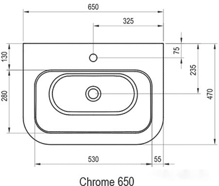 Умывальник Ravak Chrome 650 65x47 [XJG01165000]