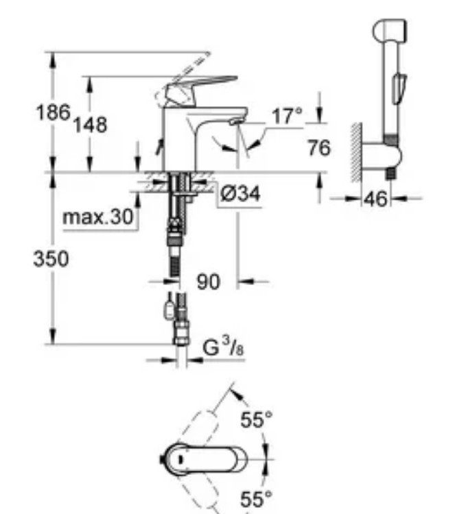 Смеситель Grohe Eurosmart Cosmopolitan 23125000 Смеситель Grohe Eurosmart Cosmopolitan 23125000